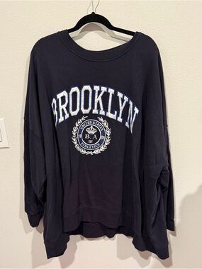 H&M Black Brooklyn Crewneck Sweater with White & Blue Lettering